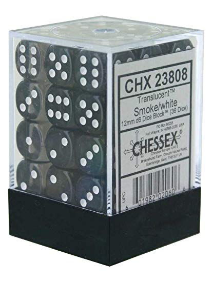 Translucent: 12mm D6 Smoke/white (36)