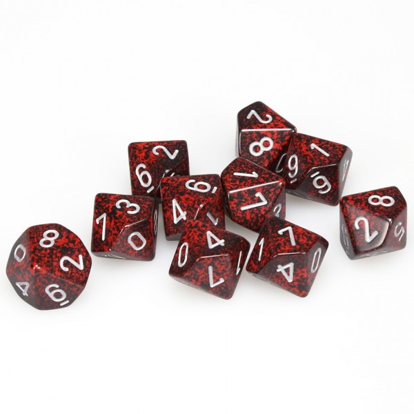 Speckled: Poly D10 Silver Volcano (10)