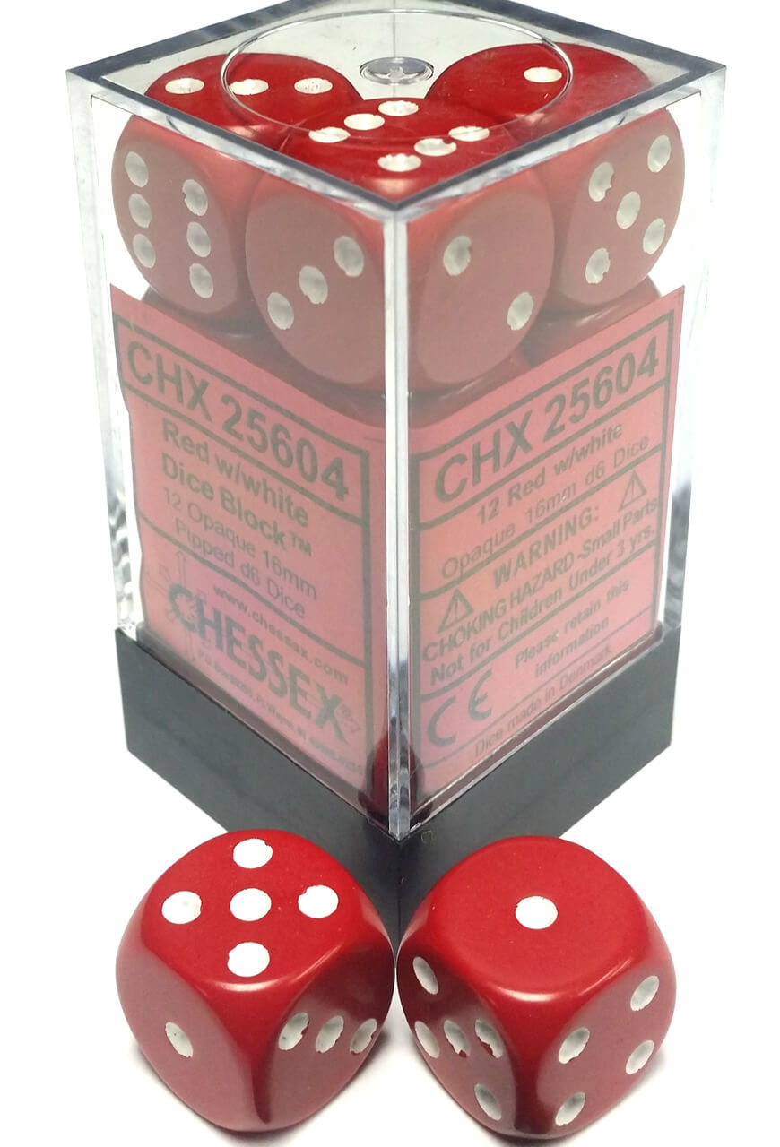 Opaque: 16mm D6 Red/white (12)