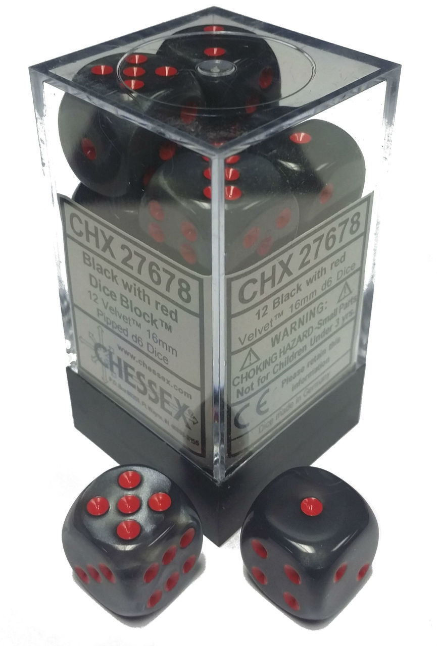 Velvet: 16mm D6 Black/red/black (12)