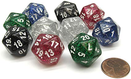 Glitter: Poly D20 Assortment In Bag (10)