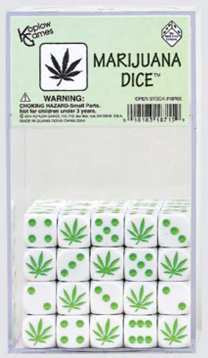 Dice: 16mm Marijuana Dice White