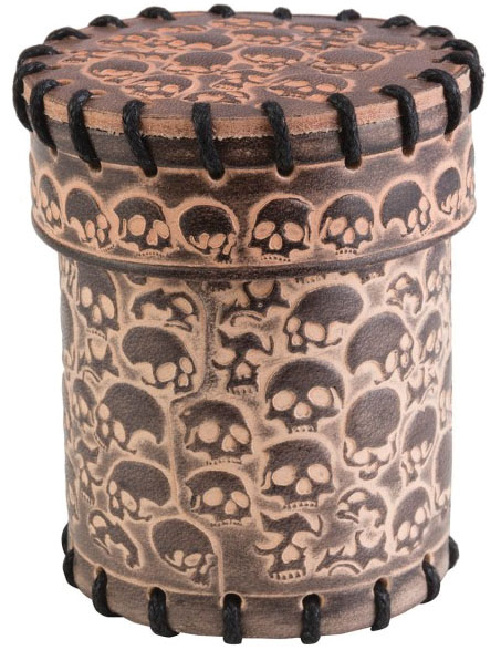 Dice Cup: Skull Beige Leather Game Box