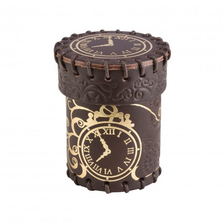 Dice Cup: Steampunk Brown/golden Leather